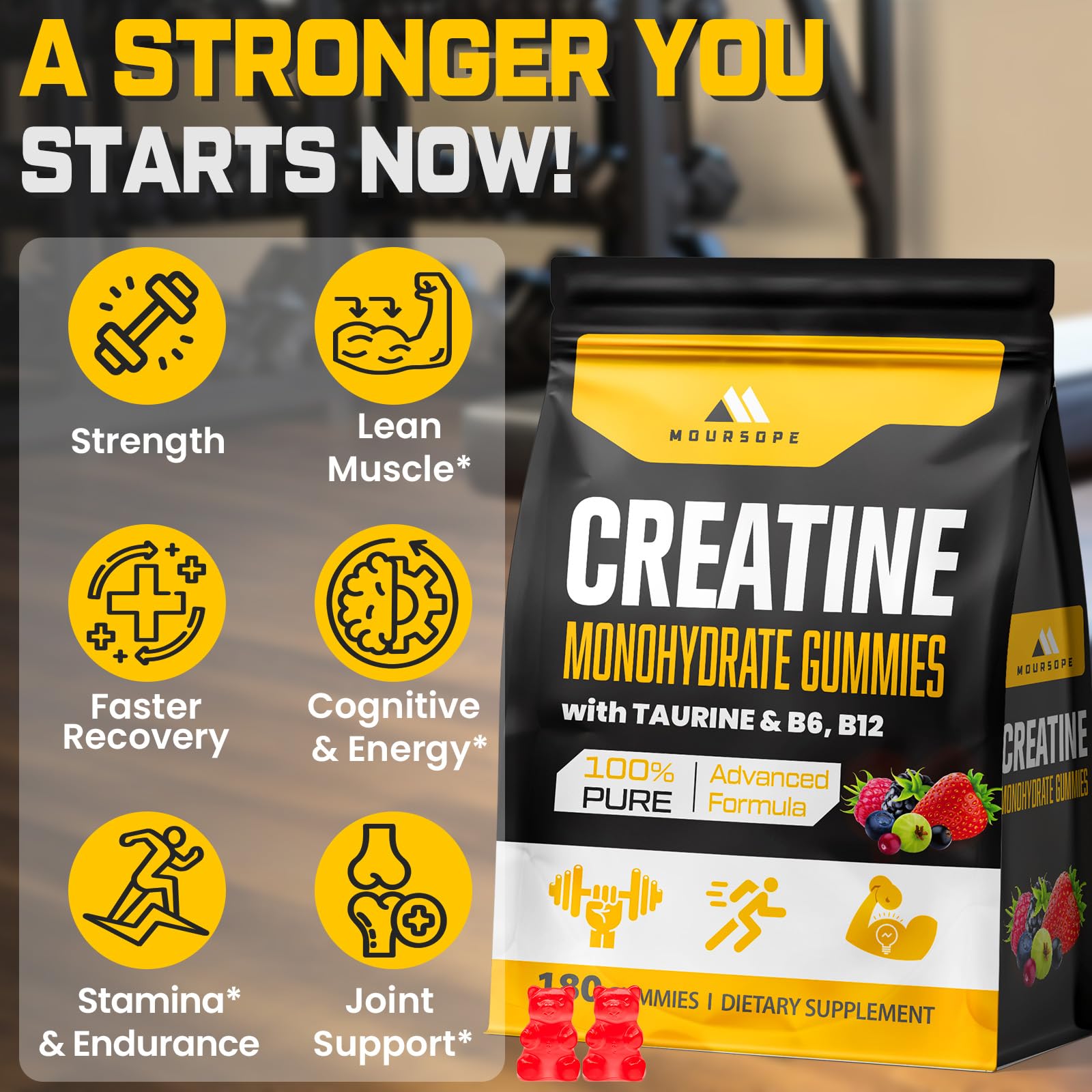 (180 Count) Creatine Monohydrate Gummies for Men & Women - Creatine Pre Workout Gummies for Muscle Builder, Muscle Strength, Recovery, Endurance, Energy, - PrimeBioHealth - canada supplements