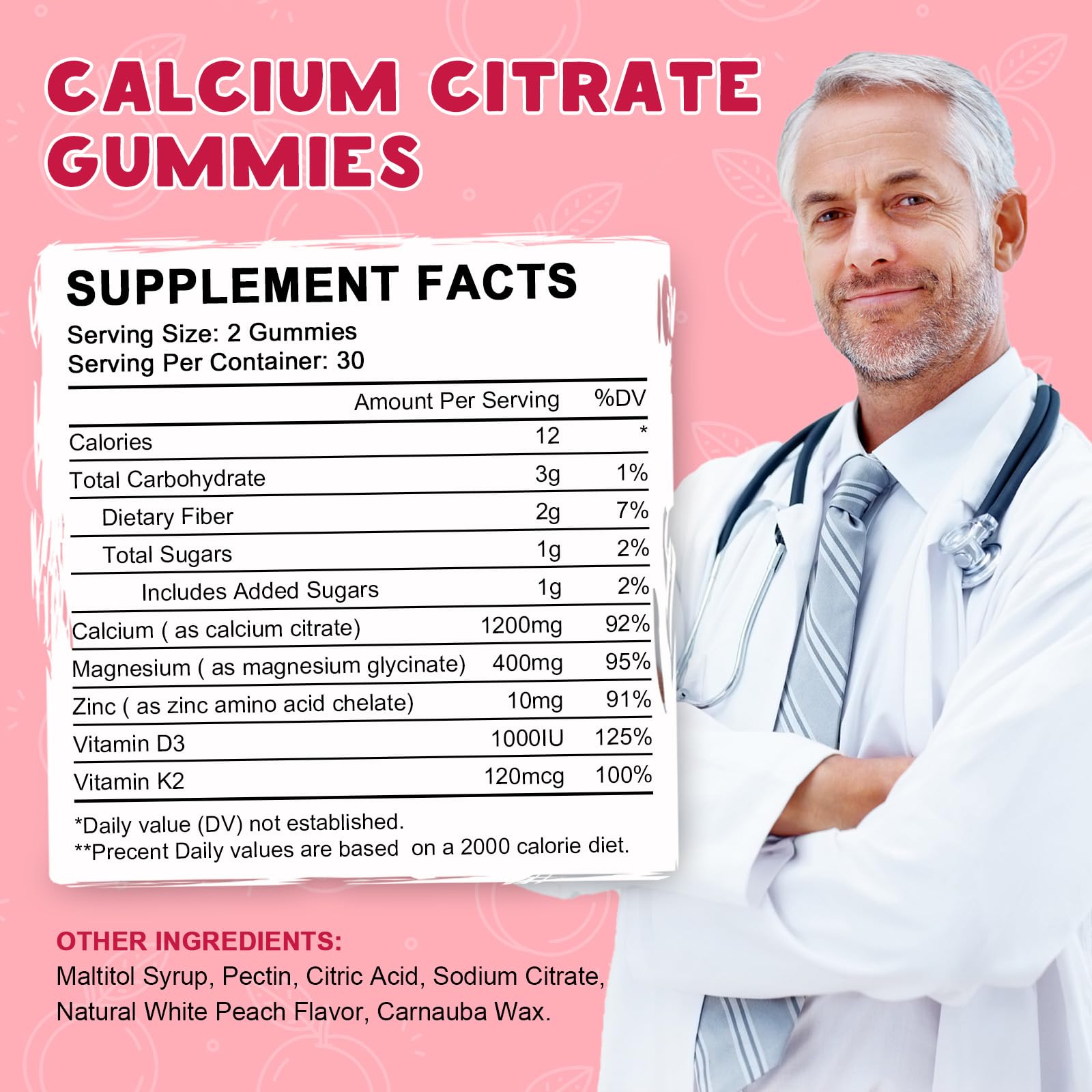 (2 Pack) Calcium Citrate 1200mg with Vitamin D3 Supplements Gummies for Women & Men, Calcium Gummies with Vitamin D3 K2, High Absorption - PrimeBioHealth - canada supplements