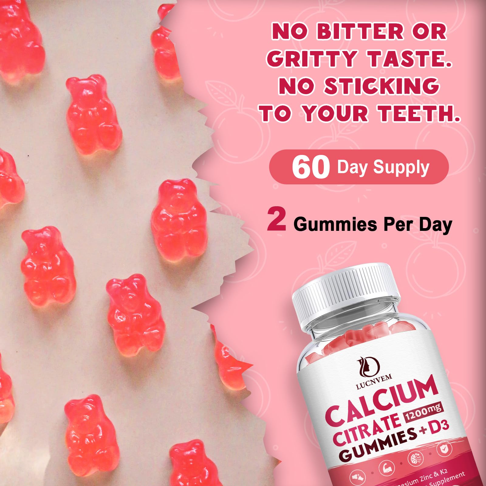 (2 Pack) Calcium Citrate 1200mg with Vitamin D3 Supplements Gummies for Women & Men, Calcium Gummies with Vitamin D3 K2, High Absorption - PrimeBioHealth - canada supplements