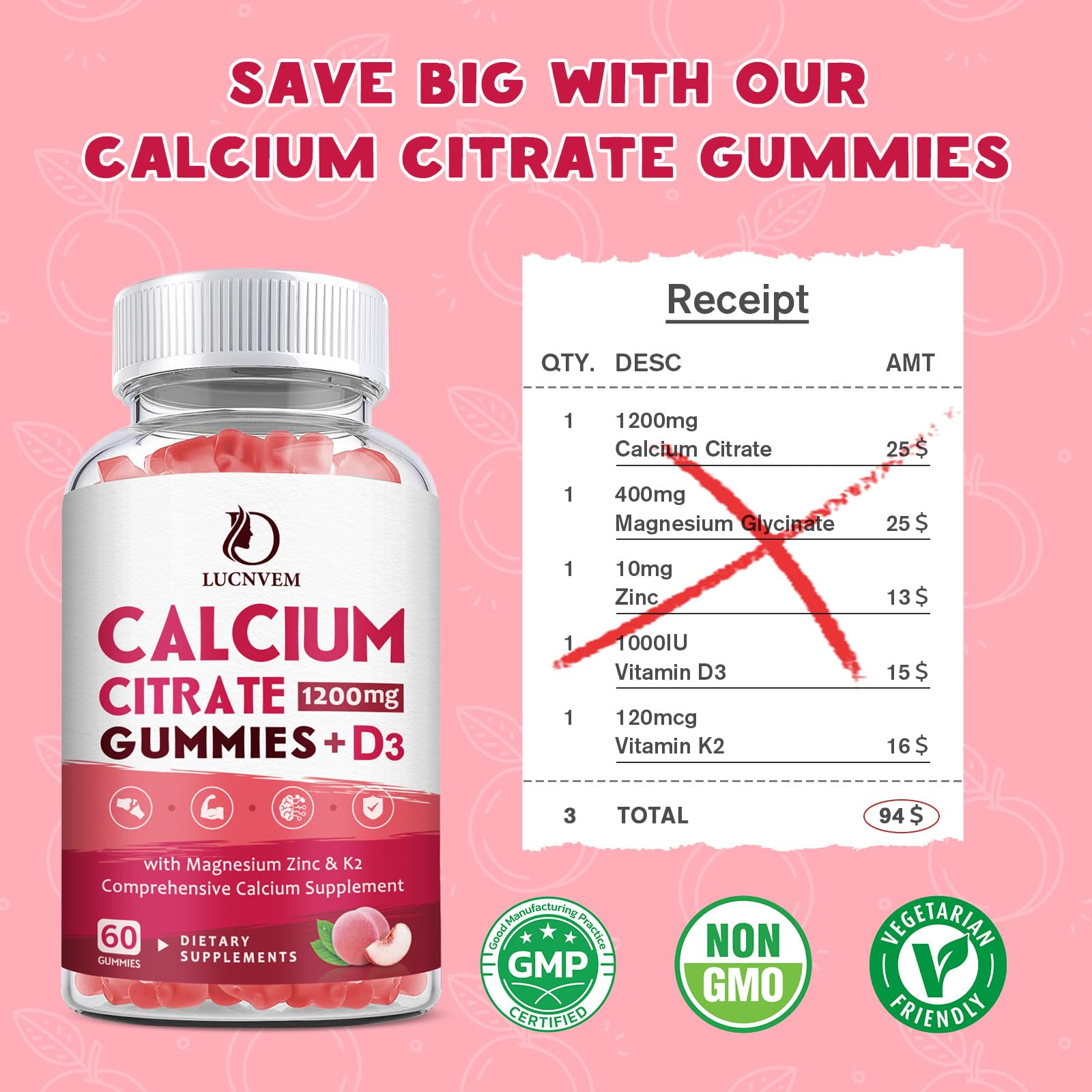 (2 Pack) Calcium Citrate 1200mg with Vitamin D3 Supplements Gummies for Women & Men, Calcium Gummies with Vitamin D3 K2, High Absorption - PrimeBioHealth - canada supplements
