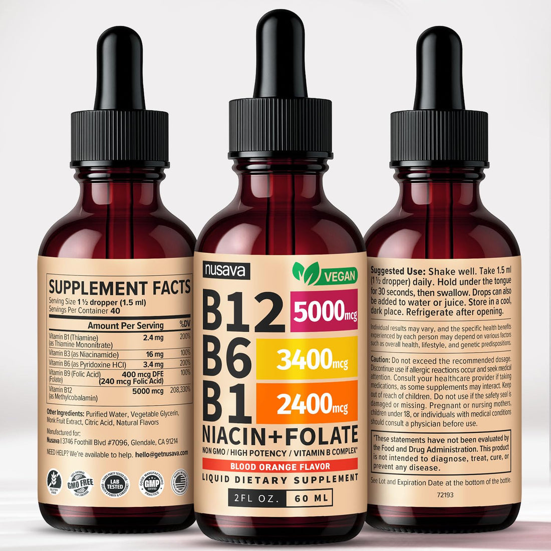 (2 Pack) Vitamin B12 and B6 Liquid Drops, B12 Sublingual Vitamin B Complex - B 12 Vitamin 5000mcg - B12 Methylcobalamin for Energy - PrimeBioHealth - canada supplements