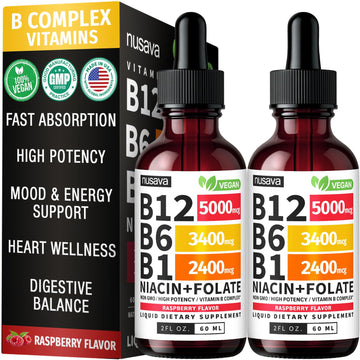 (2 Pack) Vitamin B12 and B6 Liquid Drops, B12 Sublingual Vitamin B Complex - B 12 Vitamin 5000mcg - B12 Methylcobalamin for Energy - PrimeBioHealth - canada supplements