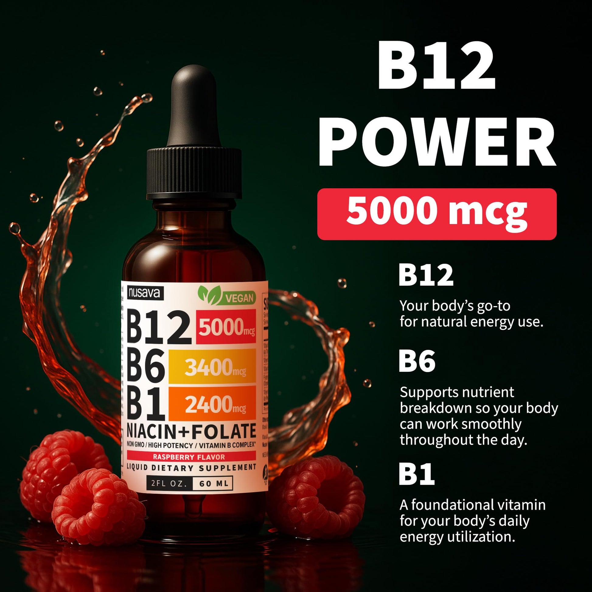 (2 Pack) Vitamin B12 and B6 Liquid Drops, B12 Sublingual Vitamin B Complex - B 12 Vitamin 5000mcg - B12 Methylcobalamin for Energy - PrimeBioHealth - canada supplements