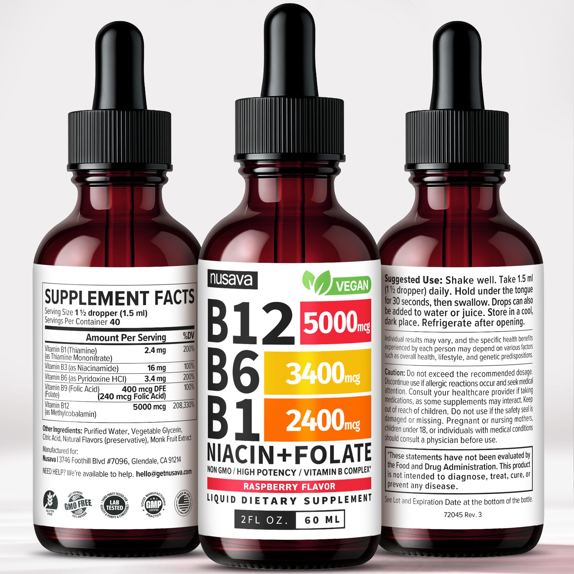 (2 Pack) Vitamin B12 and B6 Liquid Drops, B12 Sublingual Vitamin B Complex - B 12 Vitamin 5000mcg - B12 Methylcobalamin for Energy - PrimeBioHealth - canada supplements