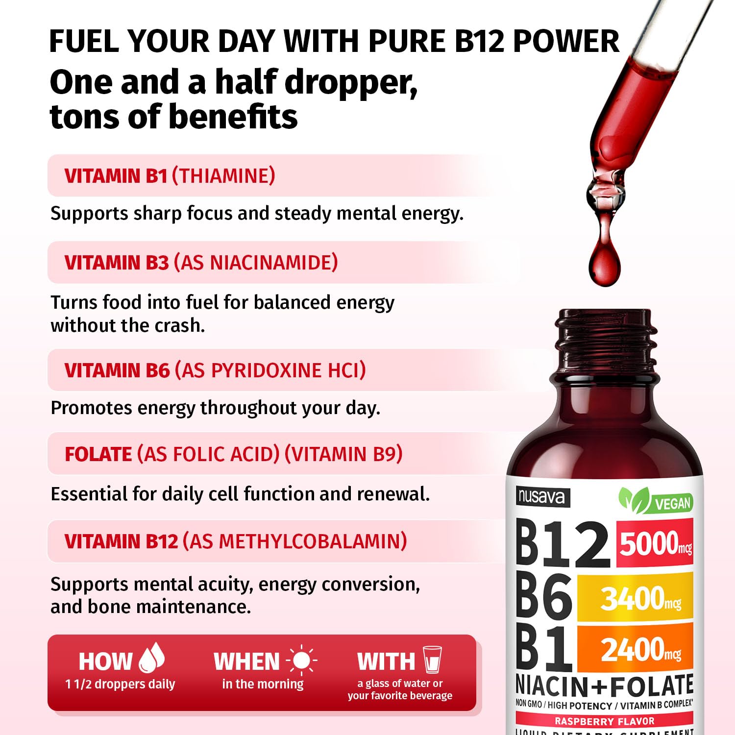 (2 Pack) Vitamin B12 and B6 Liquid Drops, B12 Sublingual Vitamin B Complex - B 12 Vitamin 5000mcg - B12 Methylcobalamin for Energy - PrimeBioHealth - canada supplements
