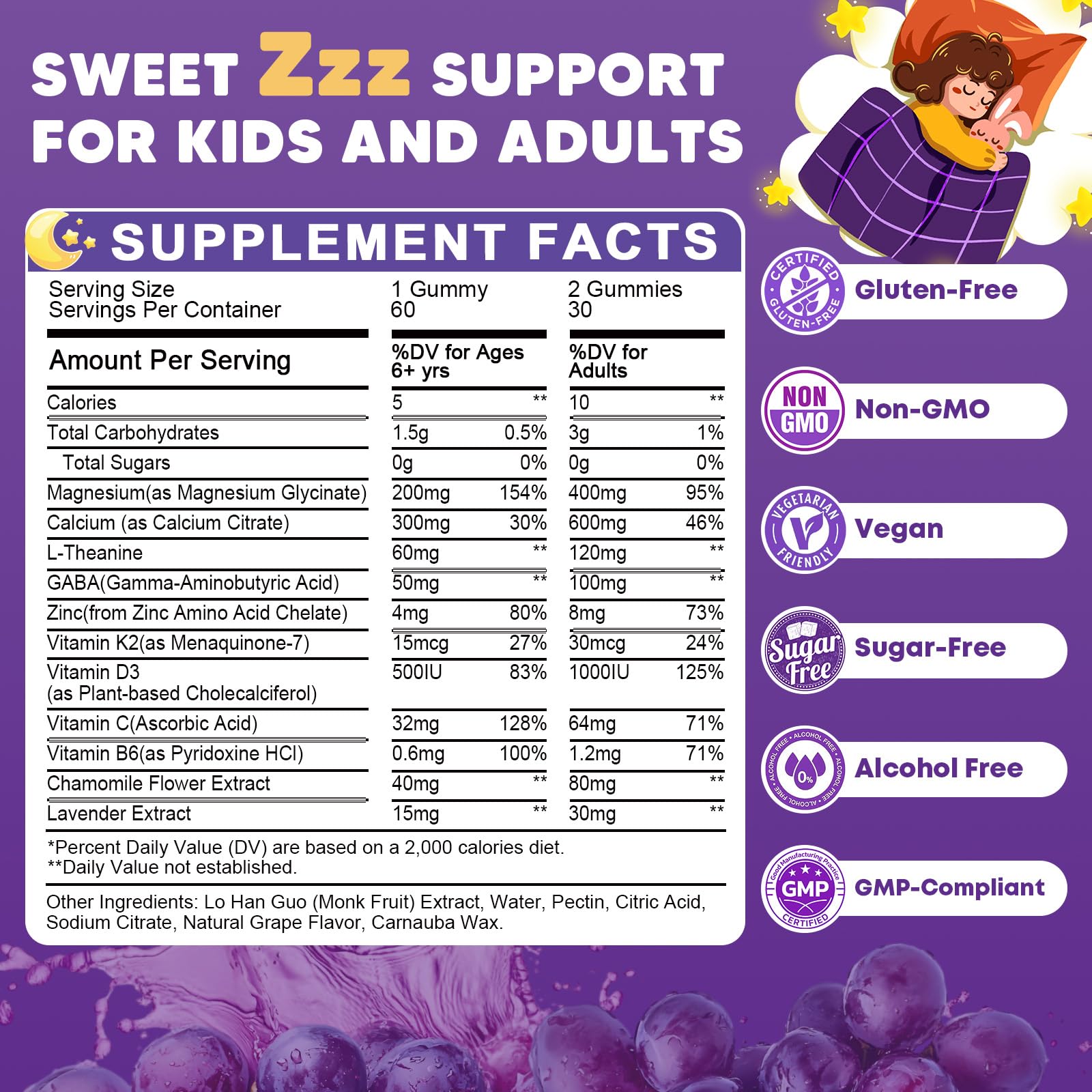 (2Pack) Sugar Free Magnesium Glycinate Gummies for Kids & Adults - Zzz Support, Relaxation & Cognition Support, 200/400mg Magnesium Gummies with L-Theanine, - PrimeBioHealth - canada supplements