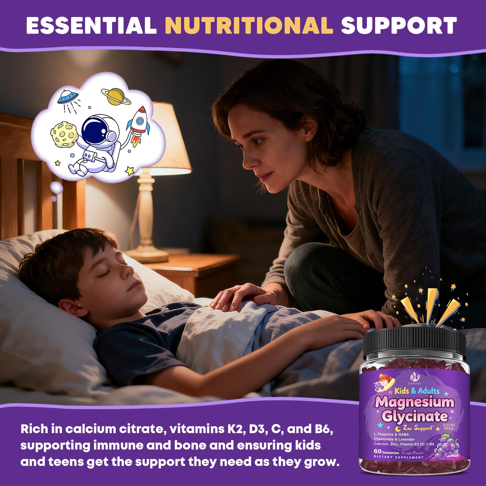 (2Pack) Sugar Free Magnesium Glycinate Gummies for Kids & Adults - Zzz Support, Relaxation & Cognition Support, 200/400mg Magnesium Gummies with L-Theanine, - PrimeBioHealth - canada supplements