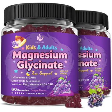 (2Pack) Sugar Free Magnesium Glycinate Gummies for Kids & Adults - Zzz Support, Relaxation & Cognition Support, 200/400mg Magnesium Gummies with L-Theanine, - PrimeBioHealth - canada supplements