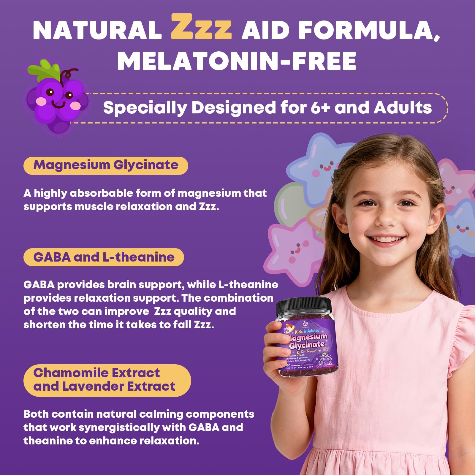 (2Pack) Sugar Free Magnesium Glycinate Gummies for Kids & Adults - Zzz Support, Relaxation & Cognition Support, 200/400mg Magnesium Gummies with L-Theanine, - PrimeBioHealth - canada supplements