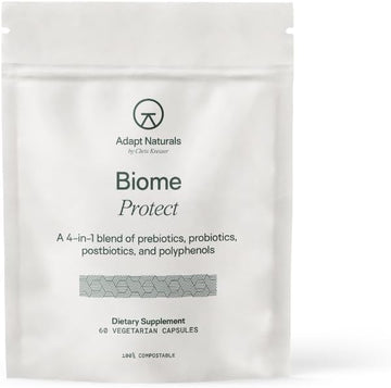 Adapt Naturals 4-in-1 Biome Protect Prebiotics, Probiotics, Postbiotics | & Polyphenols Supplement for Microbiome - Supports Immune & Gut Health, & Mental Clarity for Women & Men - 30 Day Supply