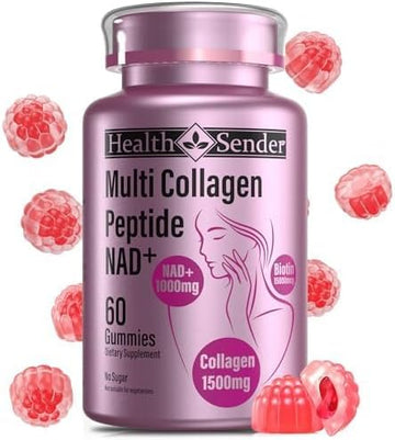 Collagen Gummies-Collagen for Women Men with 1500 mg Collagen Peptides Type I,II,III,V,X, 1000mg NAD, 15000 mcg Biotin, Daily Collagen Supplement Protein Gummies for Hair Skin Nails, Sugar Free HealthSender buy supplements Au