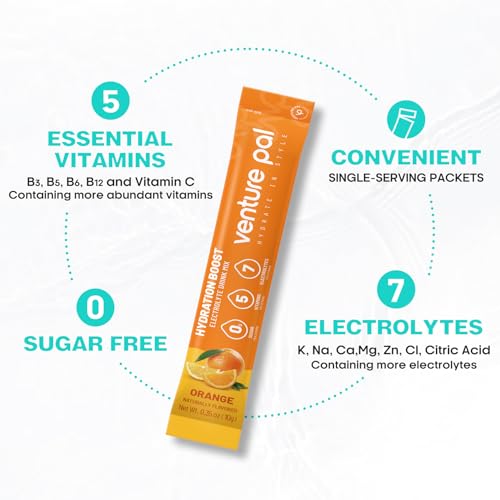 Venture Pal Electrolyte Powder Variety Pack – Sugar-Free Hydration Mix with High Sodium & Daily Vitamins | Keto, Vegan, Paleo Friendly | Zero Calories | 16+16 Sticks