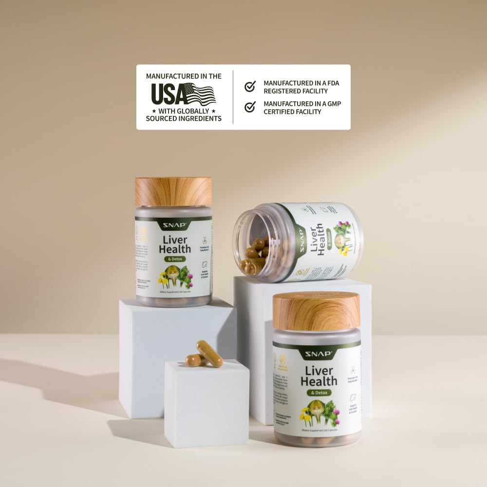 Snap Supplements Milk Thistle Silymarin Liver Support & Detox, 60 Ct 2-Pack | 80% Silymarin Milk Thistle with Turmeric, Dandelion, Artichoke & CoQ10, Vegetarian Liver Health Supplement, Vegan, Non-GMO