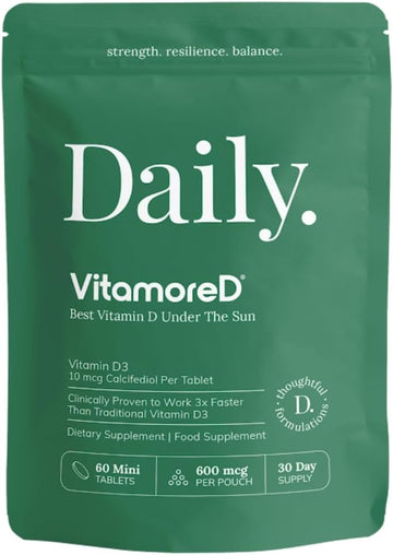 Vitamin D Calcifediol 10 mcg | Easy Swallow Tablets | Two-A-Day | 30 Day Supply | 60 Tablets
