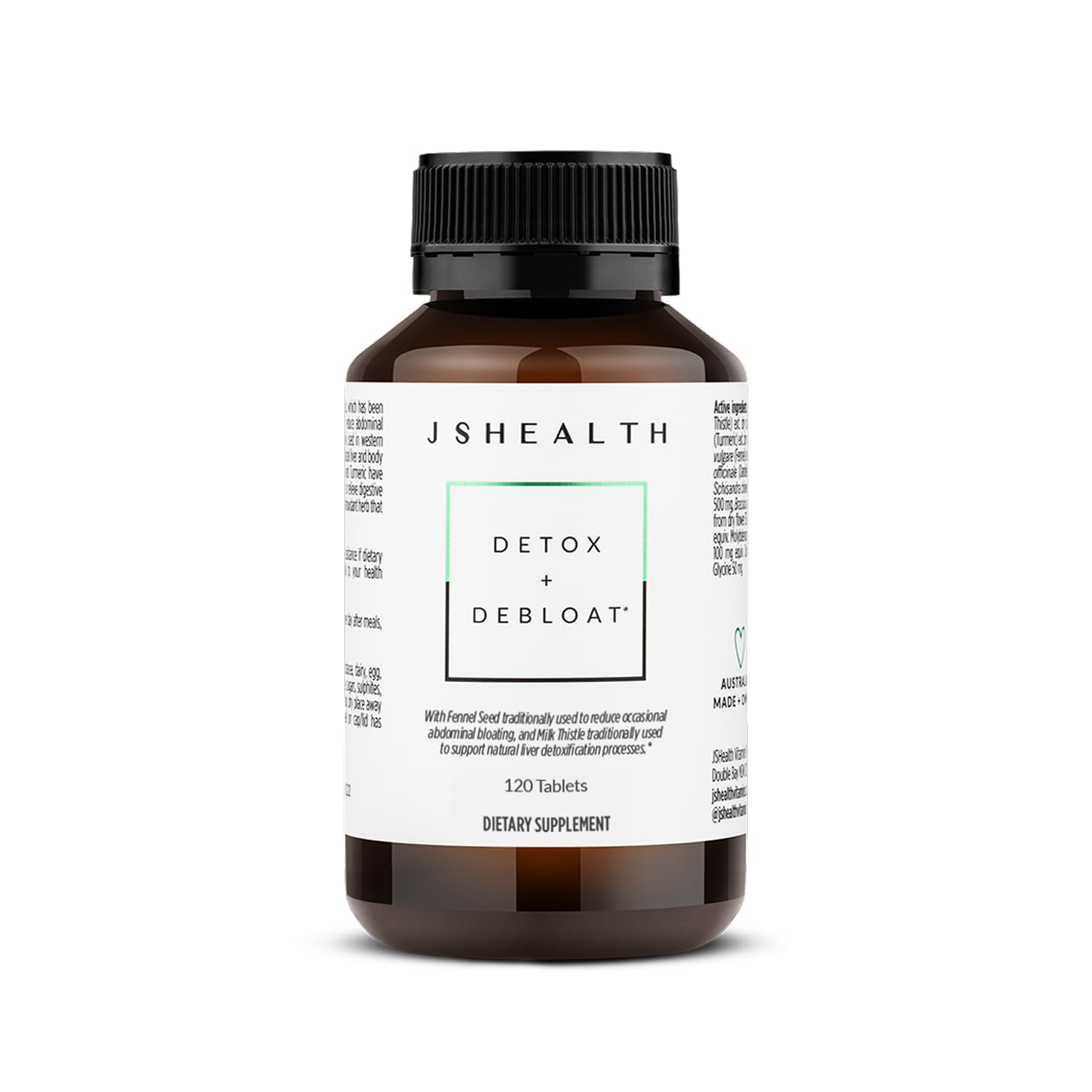 JSHealth Detox + Debloat. Bloating Relief for Women, 60 Tablets | Nutrionist-Formulated, Made with Milk Thistle, Turmeric, and Fennel. Liver Health and Gut Support.