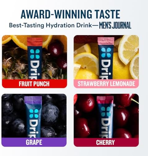 DripDrop Hydration Bold & Juicy Variety Bundle Electrolyte Packets, 64 Ct | Grape, Fruit Punch, Strawberry Lemonade, Cherry, Watermelon, Berry, Lemon, Orange; Single Serve Powder Drink Mix