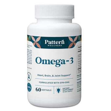 Pattern Wellness Omega 3 Softgels - Pure Fish Oil Formula - Helps Maintain Brain, Heart & Joint Health - 3rd Party Lab Tested - Non-GMO, Dairy-Free, Gluten-Free - 60 Softgels Pattern WellnessBuy Supplements Australia