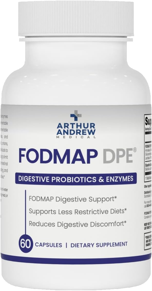 Arthur Andrew Medical, FODMAP DPE, Digestive Enzymes, 60 Capsules | Digestive Enzymes, & Probiotics For FODMAP Intolerance & The Digestion Of Fermentable Foods. Vegan, Non-GMO