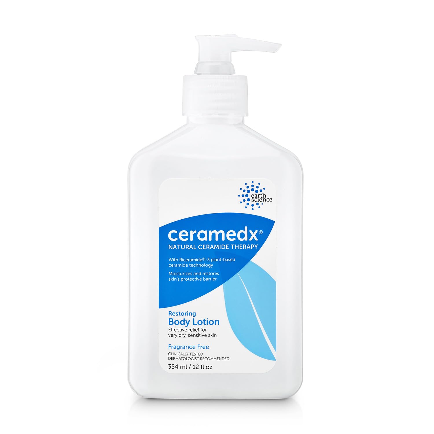 Ceramedx Restoring Ceramide Body Lotion, Fragrance Free, 12 oz | Plant-Based Riceramide-3 with Hyaluronic Acid & Shea | Daily Relief for Very Dry, Sensitive Skin | Vegan