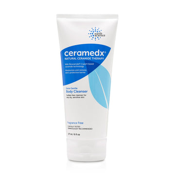 Ceramedx - Extra Gentle Body Cleanser | Natural Ceramide Cleanser for Dry, Sensitive Skin | Cruelty Free, Vegan & Fragrance Free | 6 fl oz | Plant-Based Riceramide-3, Hyaluronic Acid & Aloe | Soap-Free Wash for Very Dry, Sensitive Skin | Vegan, Sulfate Fr
