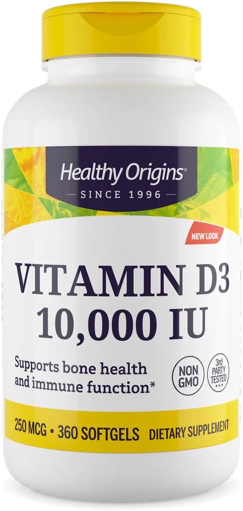 Healthy Origins Vitamin D3 10,000 IU 250 mcg, 360 Softgels