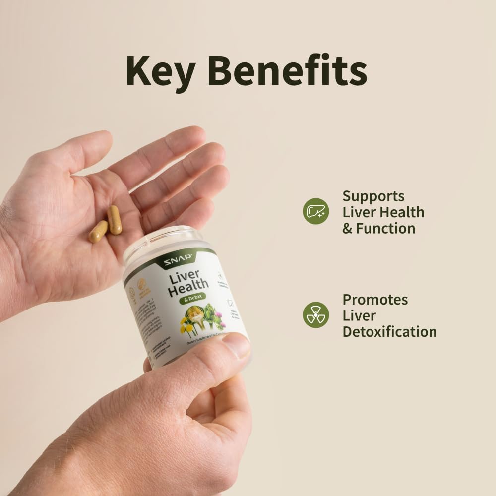 Snap Supplements Milk Thistle Silymarin Liver Support & Detox, 60 Ct 2-Pack | 80% Silymarin Milk Thistle with Turmeric, Dandelion, Artichoke & CoQ10, Vegetarian Liver Health Supplement, Vegan, Non-GMO