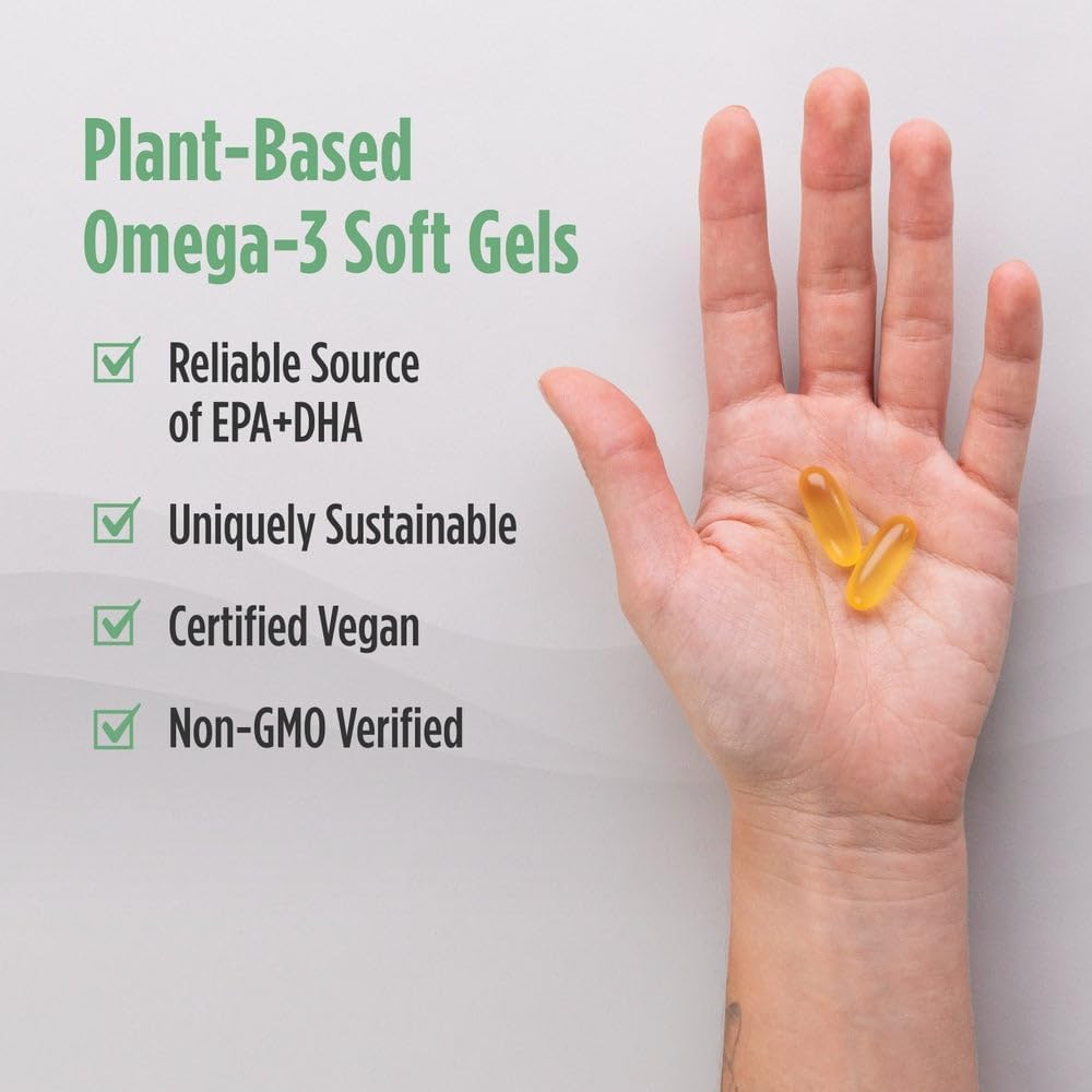 Nordic Naturals Vegan Omega-3, Algae-Based - 1210mg EPA+DHA - 60 Soft Gels | Plant-Based EPA & DHA. Brain & Heart Support. Lemon Flavor. Made from Algae. Non-GMO. Vegan. 30 Servings.