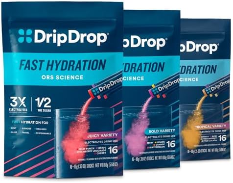 DripDrop Hydration Variety Pack Bundle Electrolyte Packets, 48 Count | Piña Colada, Mango, Açaí, Passion Fruit, Watermelon, Berry, Lemon, Orange, Fruit Punch, Grape, Strawberry Lemonade, Cherry