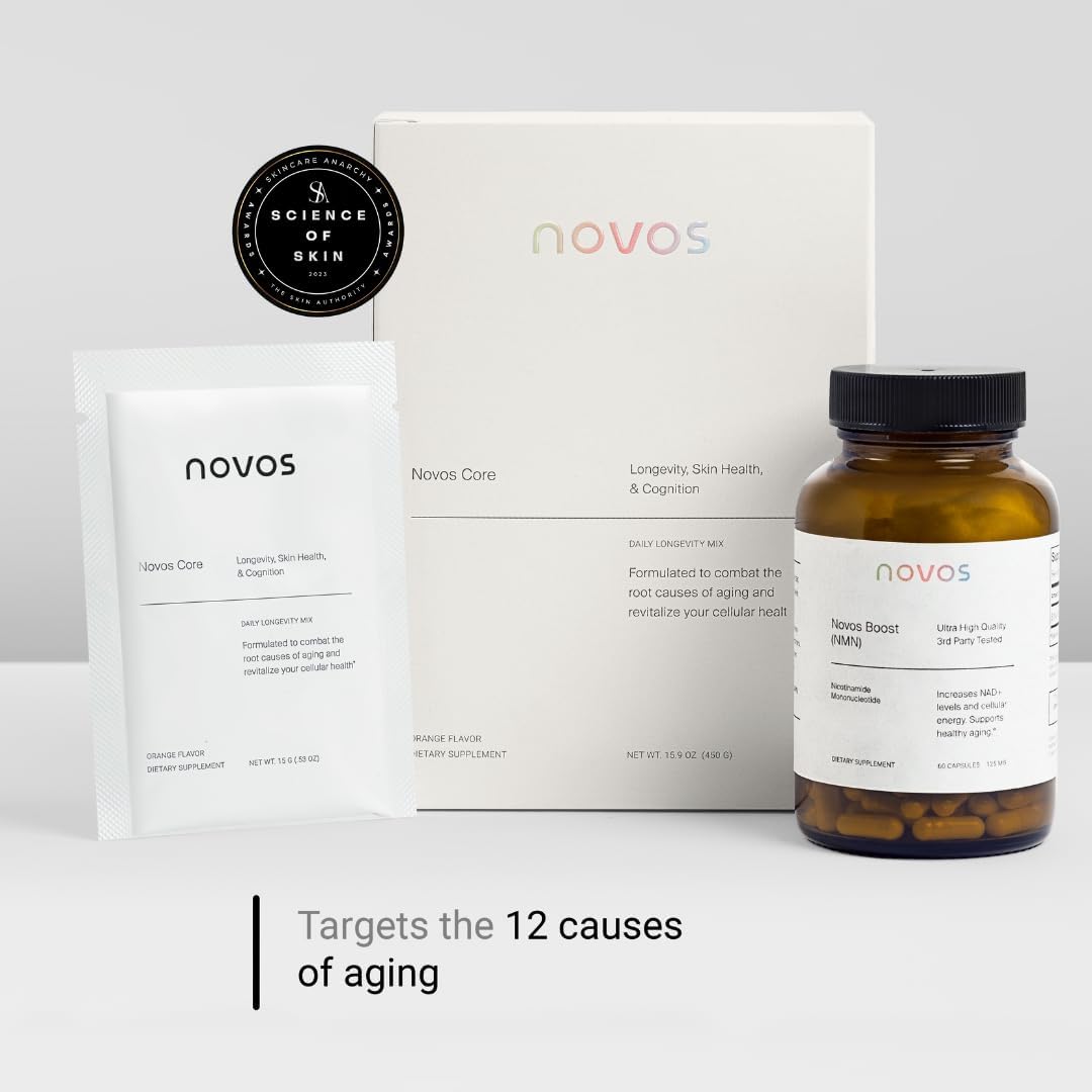 Novos Core Orange + Boost NMN “Cellular Repair Duo” – Longevity Drink Mix + NMN Capsules | Energy, Cellular Repair & DNA Support