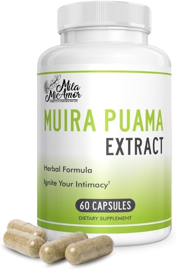Muira Puama Extract Capsules 550mg, Muira Puama Bark 4:1 Extract, Herbal Formula for Men and Women, Non-GMO, GMP Certified, Made in USA, 60 Capsules