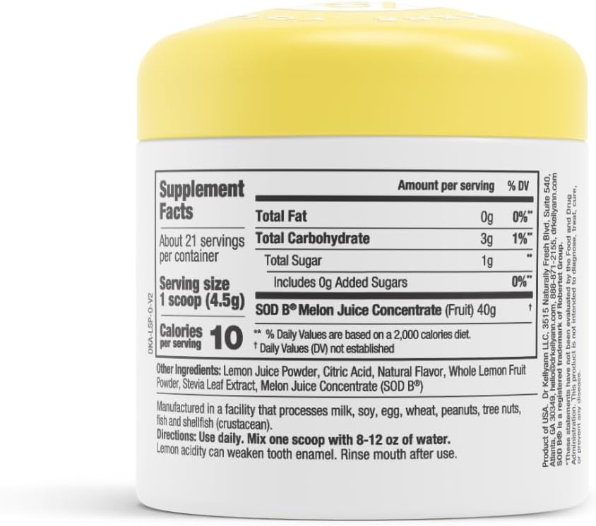 Dr. Kellyann Lemon Sips, Citrus Drink Mix (21 Servings) Rehydrate, Detox, Revitalize, Sugar Free, Fat Free, Non GMO, Hydrates and Firms Skin (Lemon)