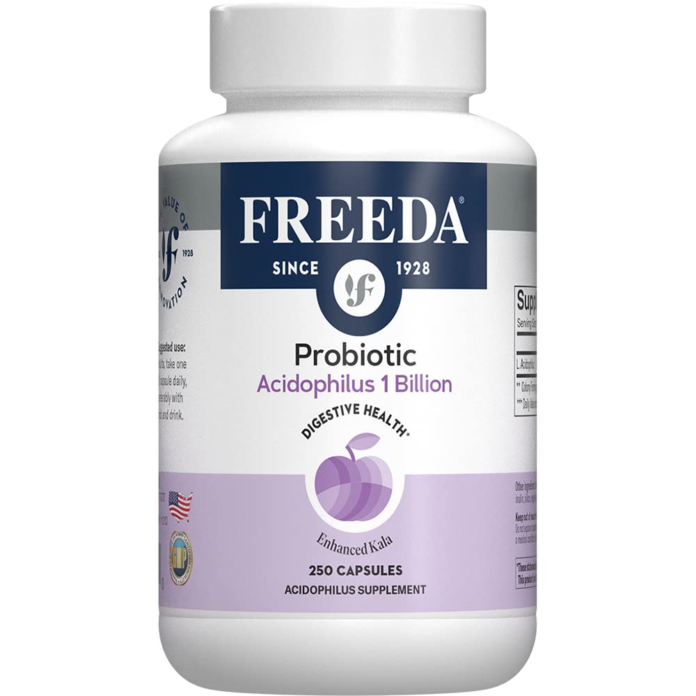 FREEDA Acidophilus Probiotic 1 Billion CFU for Digestive Support – 100ct | Immune Function & Digestive Health Support for Women & Men – Vegan, Kosher, Gluten-Free, & Made in USA