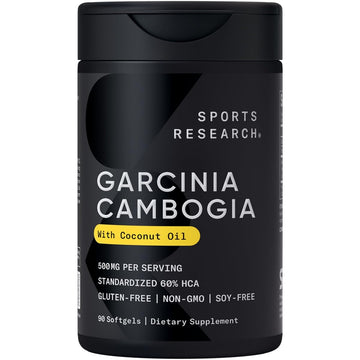 Sports Research Garcinia Cambogia Extract (60% HCA) with Extra Virgin Organic Coconut Oil | Non-GMO, Soy & Gluten Free (90 Liquid Softgels) Sports Research buy supplements Au