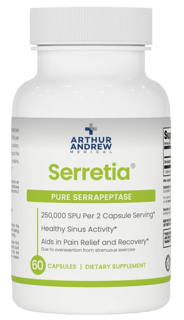 Arthur Andrew Medical, Serretia, Serrapeptase Formula for Muscle and Sinus Support, 60 Capsules Arthur Andrew MedicalBuy Supplements Australia