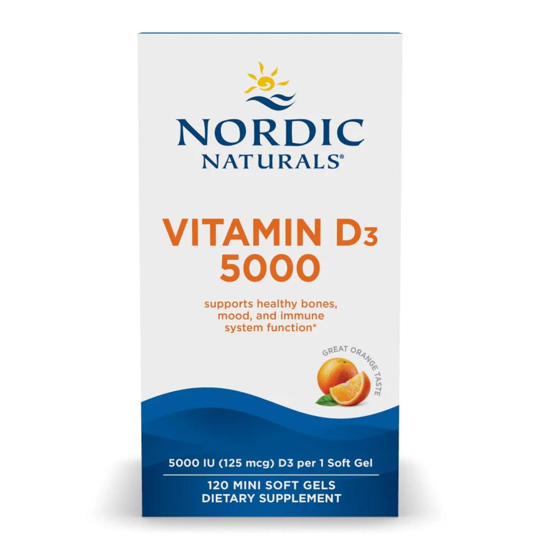 Nordic Naturals Vitamin D3 5000, Orange - 120 Mini Soft Gels - 5000 IU Vitamin D3 - Supports Healthy Bones, Mood & Immune System Function - Non-GMO - 120 Servings Nordic NaturalsBuy Supplements Australia