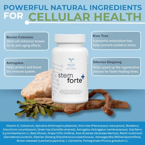 NUVI Wellness Stem Forte+ supplement bottle on a white background