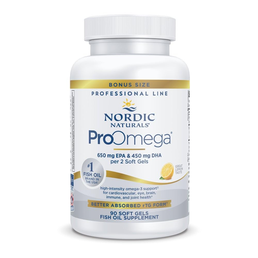 Nordic Naturals ProOmega, 1280 mg Omega-3, High Potency, Lemon, 90 Count | High Potency Fish Oil with EPA & DHA - Promotes Brain, Eye, Heart, & Immune Health - Non-GMO -90 servings