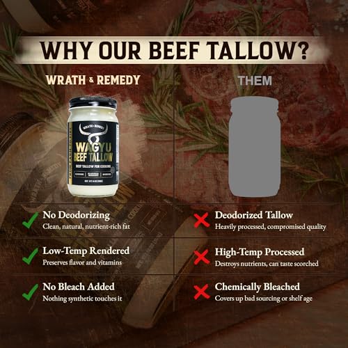 Wrath & Remedy Organic Beef Tallow for Skin - 4 OZ (Vanilla) & Wagyu Beef Tallow for Cooking (14 oz)