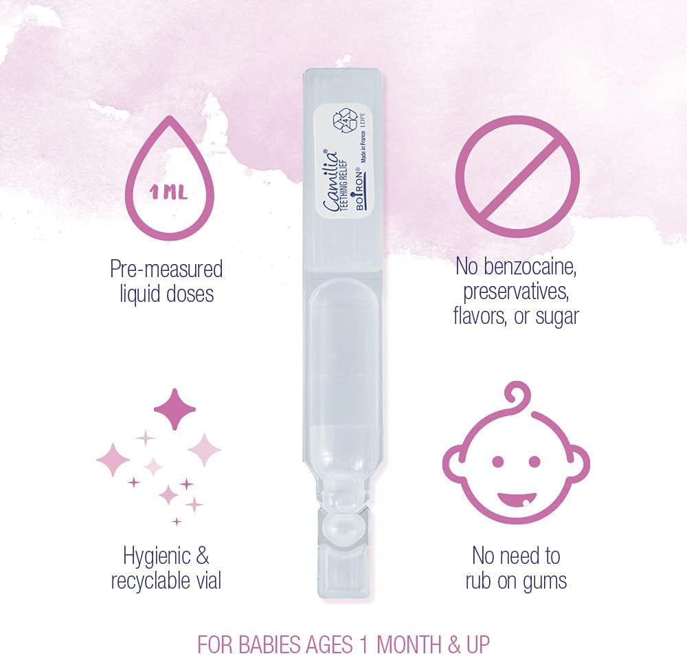 Boiron Camilia Drops 40 Count (Pack of 2) Relief of Painful or Swollen Gums and Irritability in Babies - for Daytime and Nighttime - Liquid Drop for Baby