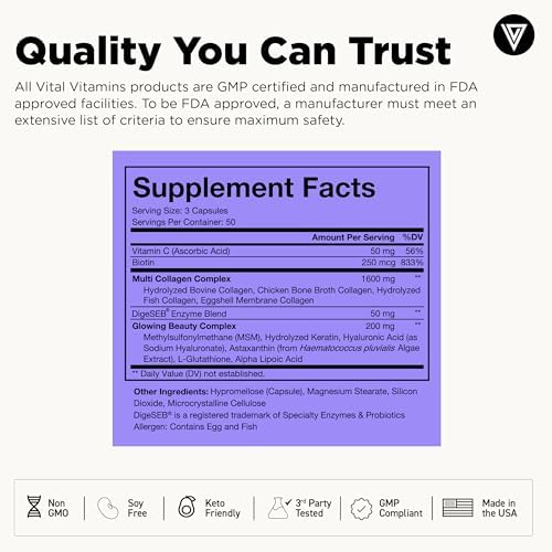 Vital Vitamins Multi Collagen Complex Plus 150 ct + Creatine Monohydrate Capsules 120 ct