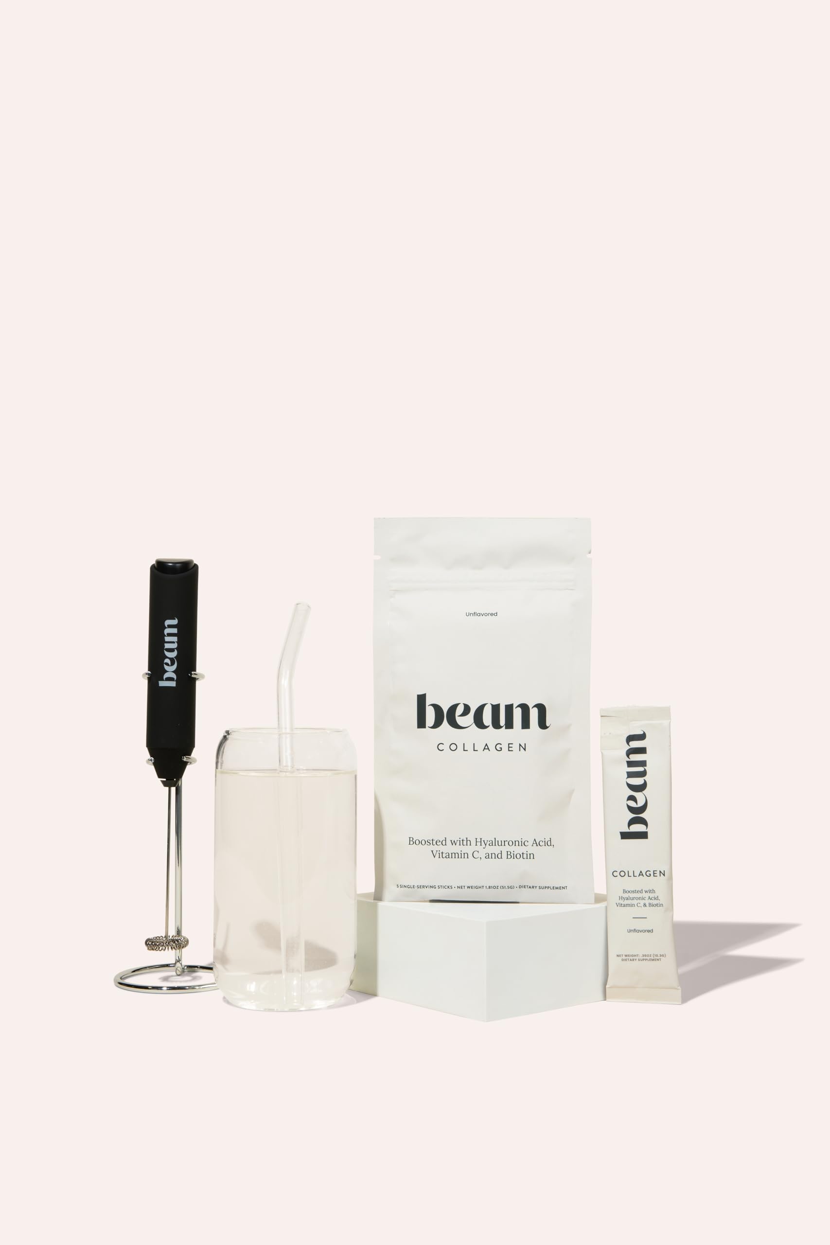 BEAM Collagen Powder, Collagen for Women, Collagen with Hyaluronic Acid, Collagen Peptides Type 1 and 3, with Biotin, Grass Fed Bovine, Third-Party Tested, Best for Coffee, Vitamin C, 30 Servings