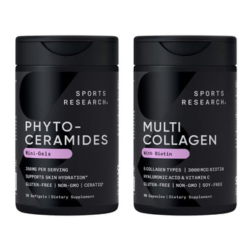 Sports Research® Supplements for Women Pack - Phytoceramides 350mg for Healthy Skin and Hydration + Biotin-Infused Collagen Peptides Complex Sports Research buy supplements Au