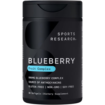 Sports Research Blueberry Capsules - Made from Organic Blueberries with Organic Extra Virgin Olive Oil - Non-GMO & Gluten Free - 60 Liquid Softgels Sports Research buy supplements Au