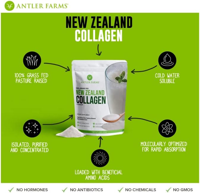 Antler Farms NZ Whey Protein Isolate & Collagen Powder Bundle | Grass Fed Whey Protein Powder and Hydrolyzed Collagen Peptides Bundle, Cold Processed, Pure and Clean, 2 lbs