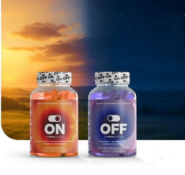 PSICÓESPACIO ON & Off Day & Night Supplement Bundle – Natural Energy with Ashwagandha + Sleep Aid with Melatonin & L-Theanine for Adults, Focus, Relaxation & Mood Support, 60 Count Each OFF BY PSICOESPACIOBuy Supplements Australia