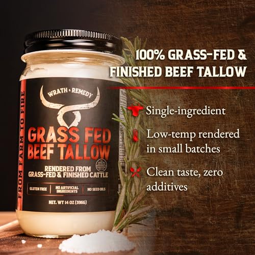 Beef Tallow for Cooking (14 oz) & Organic Beef Tallow for Skin - 4 OZ (Lavender)