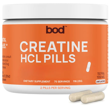 Bod Creatine HCL Capsules – 150 Pills | Creatine Hydrochloride Supplement for Men & Women | Easy-to-Swallow Alternative to Monohydrate Powder, Unflavored & Keto-Friendly