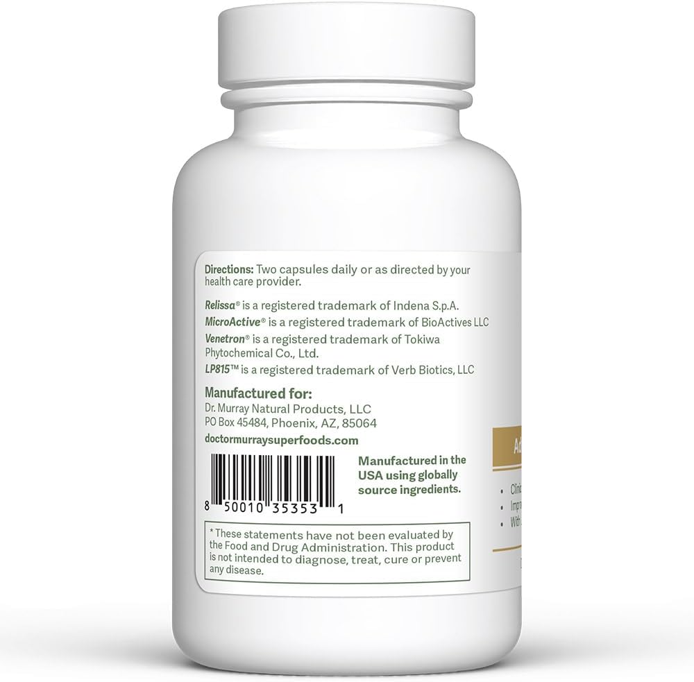 Dr. Murray's Ultimate Sleep Support Supplement with Melatonin | Clinically Studied Botanicals | GABA producing probiotic | Vegan Formula | Non-Habit Forming | 60 Capsules