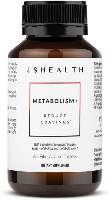 JSHealth Metabolism Dietary Supplement, Gluten-Free, 60 Tablets | Chromium for Healthy Blood Sugar and Cravings Support. With Zinc, Magnesium, Cinnamon, Gymnema. By Nutritionist Jessica Sepel