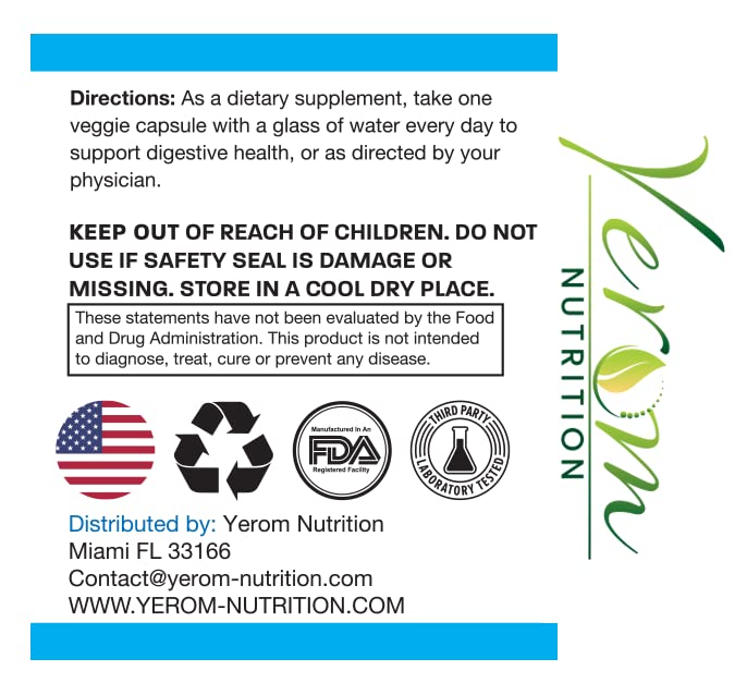 Supplement bottle labeled 'Yerba Nutrition' with probiotics on a white background